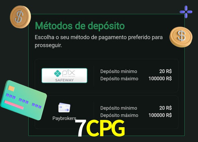 O cassino 7CPG oferece uma grande variedade de métodos de pagamento